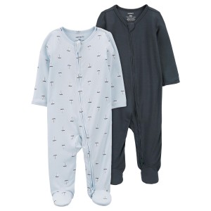 Blue Baby 2-Pack Zip-Up PurelySoft Sleep & Play Pajamas