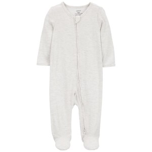 Grey Baby Zip-Up PurelySoft Sleep & Play Pajamas