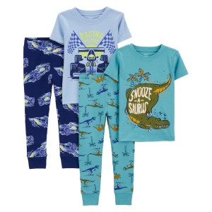 Blue Baby 4-Piece 100% Snug Fit Cotton Pajamas