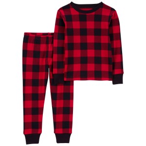 Red/Black Baby 2-Piece Buffalo Check 100% Snug Fit Cotton PJs