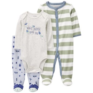 Multi Baby 3-Piece Bugs Sleep & Play Pajamas & Pant Set