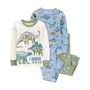 Multi Baby 4-Piece Dinosaur 100% Snug Fit Cotton Pajamas
