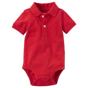 Red Baby Pique Polo Bodysuit