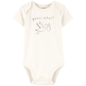 Ivory Baby Stork Announcement Bodysuit