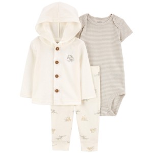 Grey/White Baby 3-Piece Elephant Little Jacket Set