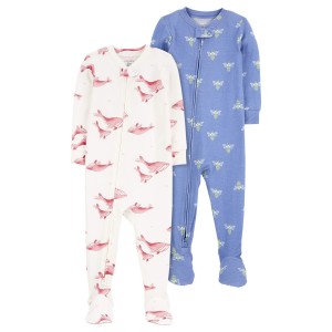 Blue/Ivory Baby 2-Pack PurelySoft 1-Piece Footie Pajamas