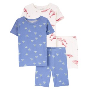 Blue/Ivory Toddler 4-Piece PurelySoft Pajamas