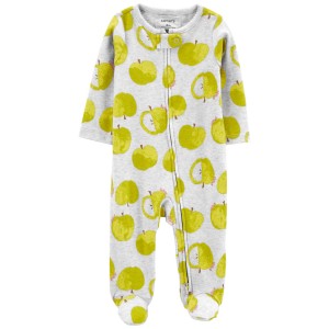 Grey Baby Green Apple 2-Way Zip Sleep & Play Pajamas
