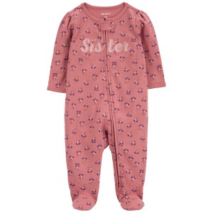 Pink Baby Little Sister 2-Way Zip Cotton Sleep & Play