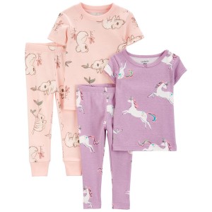 Pink/Purple Baby 4-Piece 100% Snug Fit Cotton Pajamas