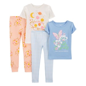 Blue/Peach Baby 4-Piece 100% Snug Fit Cotton Pajamas