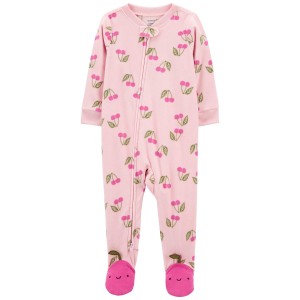 Pink Baby 1-Piece Cherry Fleece Footie Pajamas