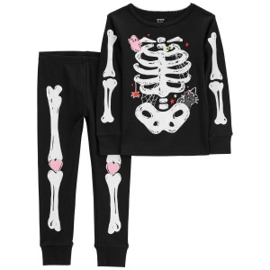 Black Baby 2-Piece Glow Halloween Skeleton 100% Snug Fit Cotton Pajamas
