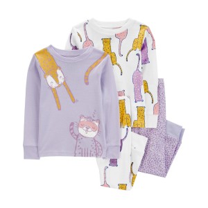 Purple Baby 4-Piece Cat 100% Snug Fit Cotton Pajamas