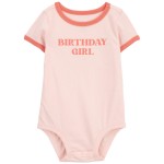 Pink Baby Birthday Girl Cotton Bodysuit