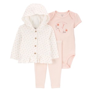 Pink/White Baby 3-Piece Little Cardigan Set