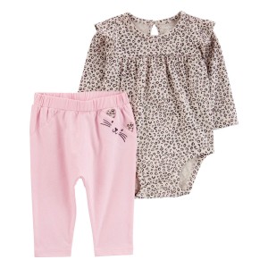 Multi Baby 2-Piece Leopard Bodysuit Pant Set