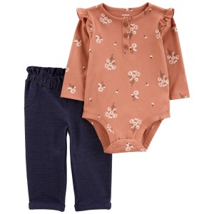 Multi Baby 2-Piece Floral Bodysuit Pant Set