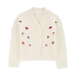 Ivory Baby Floral Sweater Knit Cardigan