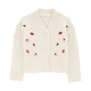 Ivory Baby Floral Sweater Knit Cardigan