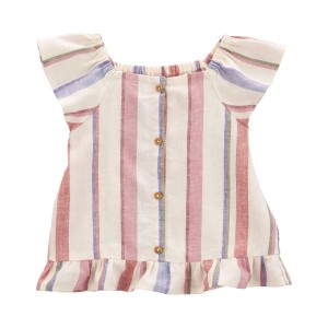 Ivory Baby Striped LENZING ECOVERO Linen Top