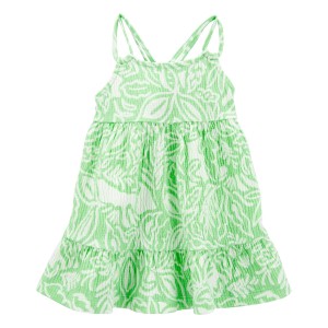 Green Baby Floral Gauze Tank Dress