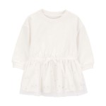White Baby Glitter Long-Sleeve Cotton Dress