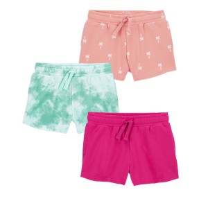 Multi Baby 3-Pack Tie-Dye Pull-On French Terry Shorts