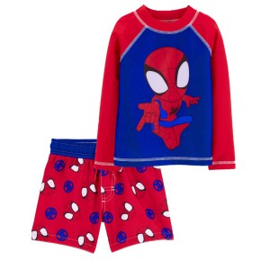 Multi Toddler Spider-Man Rashguard & Swim Trunks Set