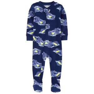Navy Toddler 1-Piece Race Car 100% Snug Fit Cotton Footie Pajamas