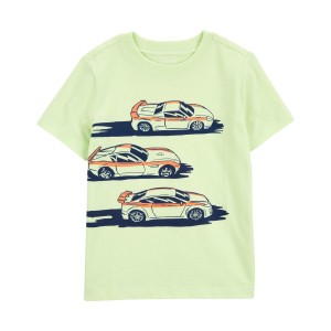 Lime Green Toddler Race Car Graphic Tee