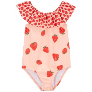 Pink Toddler Strawberry 1-Piece Swimsuit