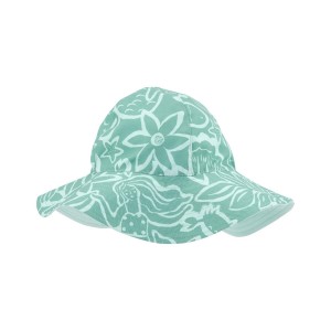 Green Toddler Ocean Print Reversible Swim Hat