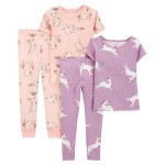 Pink/Purple Toddler 4-Piece 100% Snug Fit Cotton Pajamas