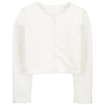 White Toddler Button-Front Cardigan