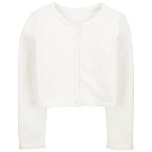 White Toddler Button-Front Cardigan