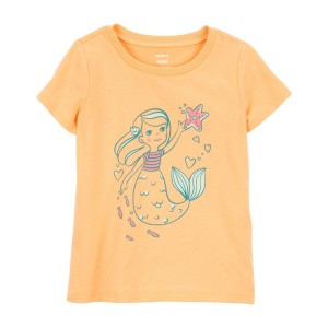 Orange Toddler Mermaid Graphic Tee