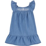 Chambray Toddler Embroidered Chambray Dress