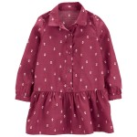 Burgundy Toddler Long-Sleeve Shirt Peplum Dress