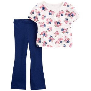 Multi Toddler 2-Piece Floral Jersey Tee & Flare Legging Set