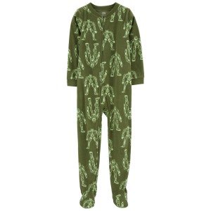 Green Kid 1-Piece Transformer Fleece Footie Pajamas