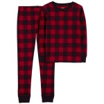 Red/Black Kid 2-Piece Buffalo Check 100% Snug Fit Cotton Pajamas