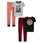 Multi Kid 4-Piece Snug-Fit Super Mario Pajamas Set