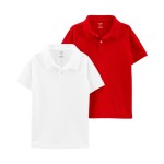 Red/White Kid 2-Pack Pique Polos