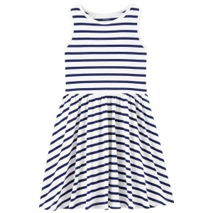 Navy/White Kid Striped Twirl Dress