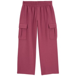 Pink Kid Pull-On French Terry Cargo Pants