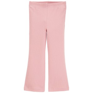 Pink Toddler Flare Ribbed Pants
