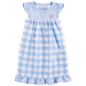 Blue/White Kid Gingham Butterfly Nightgown