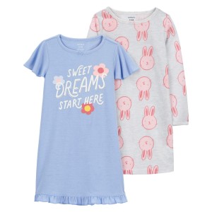 Blue/Grey Kid 2-Pack Nightgowns