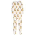 White Kid 1-Piece Floral Fleece Footie Pajamas